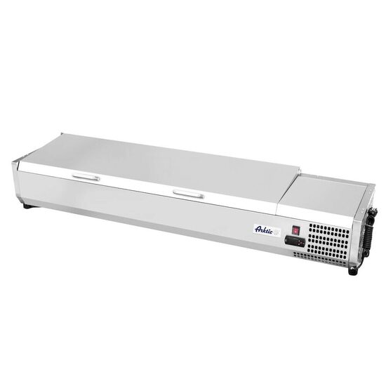 Vitrina frigorifica tip display Inox pentru containere GN 1/3 cu o inaltime maxima de 150 mm Hendi, 7x GN1/3, 180 W, 1605x395x(H)290 mm
