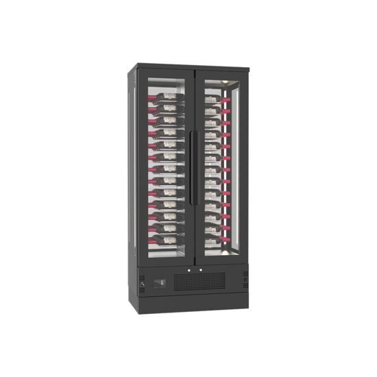 Vitrina neagra vin inox 104 sticle FRENOX pentru expunere cu temperatura si lumina ajustabila