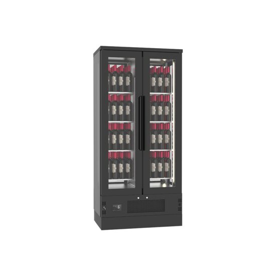 Vitrina neagra vin inox 128 sticle FRENOX pentru expunere cu temperatura si lumina ajustabila