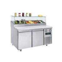 Masa rece preparare pizza 1,5 m cu 2 usi si 8 cuve - Frenox