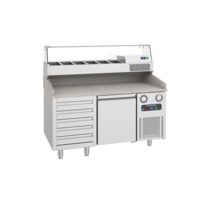 Masa rece preparare pizza 1,5 m cu o usa si 5 sertare - Frenox