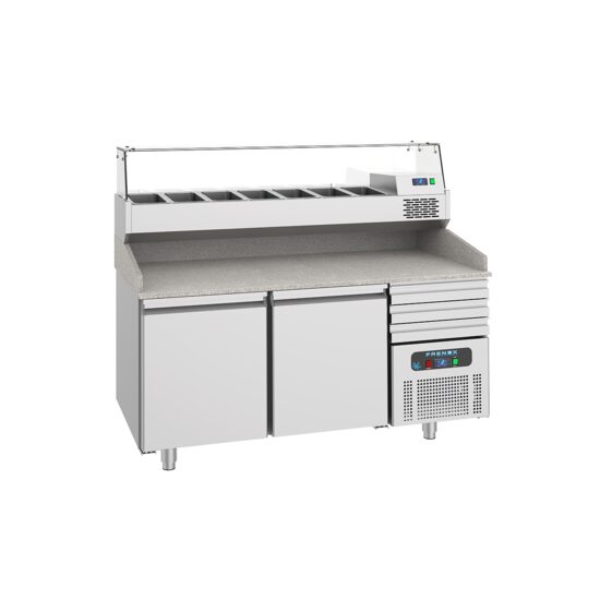 Masa rece preparare pizza 1,6 m cu doua usi si 3 sertare - Frenox