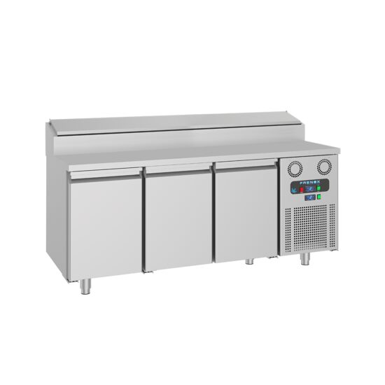 Masa rece preparare pizza 1,8 m cu 3 usi si 10 cuve GN1/6 - Frenox