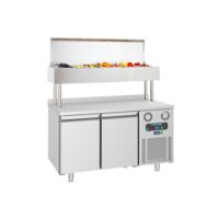Masa rece preparare pizza 1,4 m cu 2 usi si 7 cuve GN1/3 - Frenox