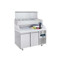 Masa rece preparare pizza 1,4 m cu 2 usi si 7 cuve GN1/3 - Frenox