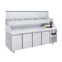 Masa rece preparare pizza 2,3 m cu 4 usi si 12 cuve GN1/3 - Frenox