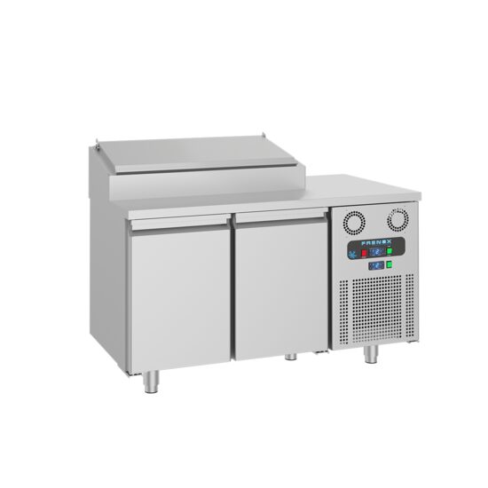 Masa rece preparare pizza 1,4 m cu 2 usi si 4 cuve GN1/3 - Frenox