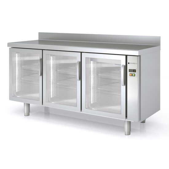 Masa frigorifica refrigerare 3 usi cu geam, seria 600 cu rebord Snack Coreco