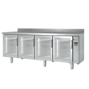 Masa frigorifica refrigerare 4 usi cu geam, seria 600 cu rebord Snack Coreco