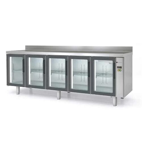 Masa frigorifica refrigerare 5 usi cu geam, seria 600 cu rebord Snack Coreco