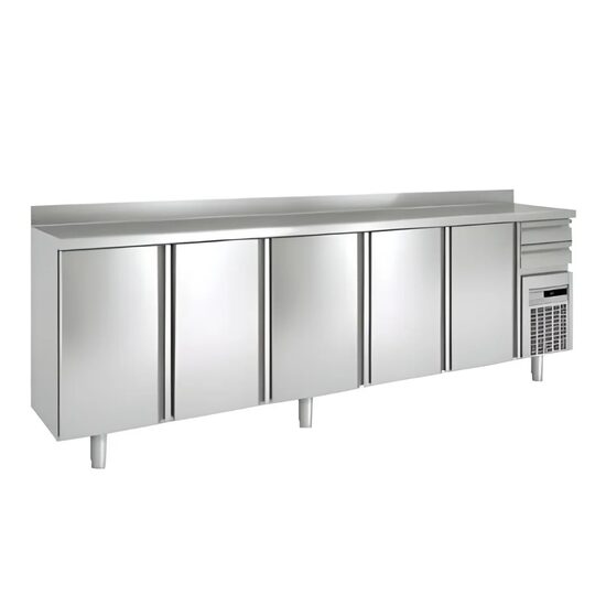 Masa frigorifica refrigerare 5 usi si 8 rafturi seria 600 cu rebord Coreco