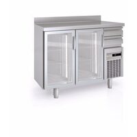 Masa frigorifica refrigerare 2 usi cu geam si 4 rafturi seria 600 cu rebord Coreco