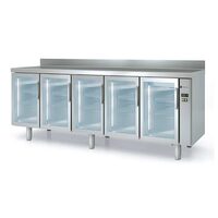 Masa frigorifica refrigerare 5 usi cu geam si 10 rafturi seria 600 cu rebord Snack Coreco