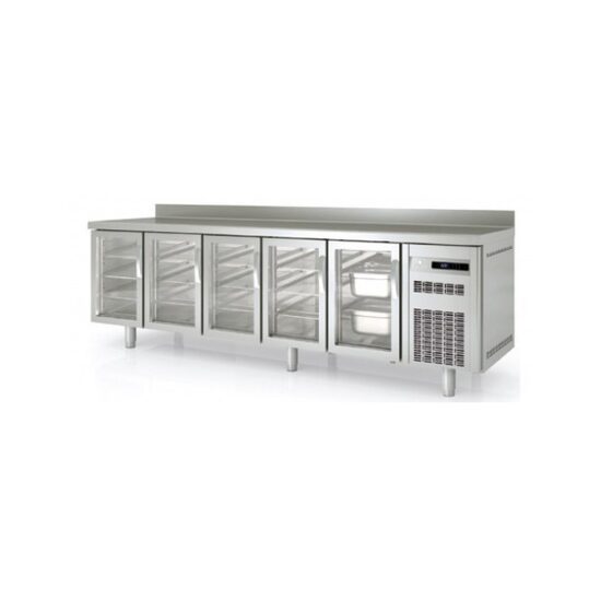 Masa frigorifica refrigerare 5 usi cu geam seria 700 cu rebord Coreco