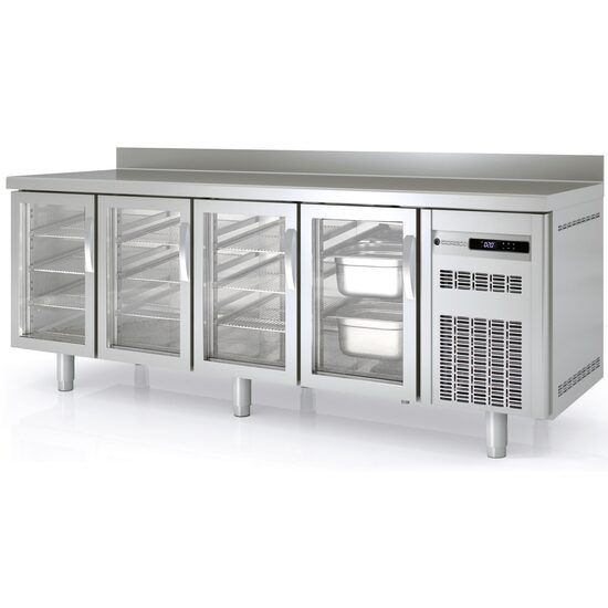 Masa frigorifica congelare 4 usi cu geam seria 700 cu rebord Coreco