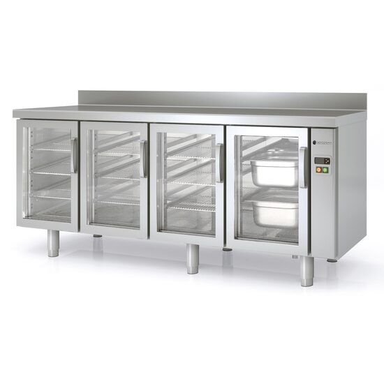 Masa frigorifica refrigerare 4 usi cu geam seria 700 cu rebord Coreco