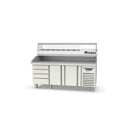 Masa preparare pizza cu blat granit+vitrina refrigerata, capacitate 362 Lt - Coreco