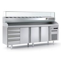 Masa preparare pizza cu blat granit+vitrina refrigerata, capacitate 562 Lt - Coreco