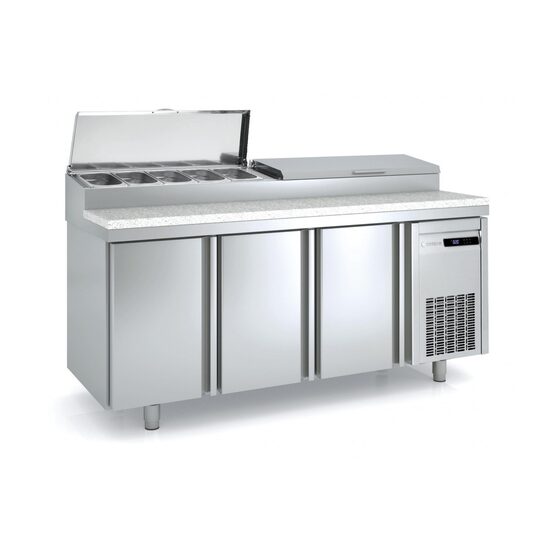 Masa preparare pizza cu blat granit+vitrina refrigerata, capacitate 399 Lt - Coreco
