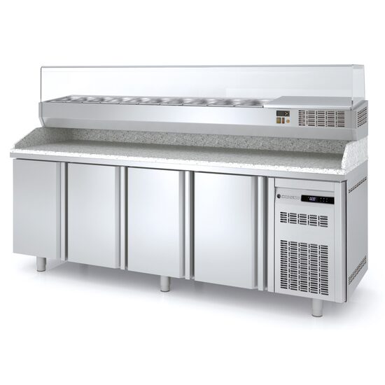 Masa preparare pizza cu blat granit+vitrina refrigerata, capacitate 761 Lt - Coreco