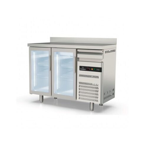 Masa rece cu doua usi cu geam dublu securizat si rebord, 325 Lt - Coreco