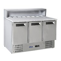 Masa rece cu 3 usi cu suprastructura si blat de lucru din granit Arktic 1365x700x(H)1070mm