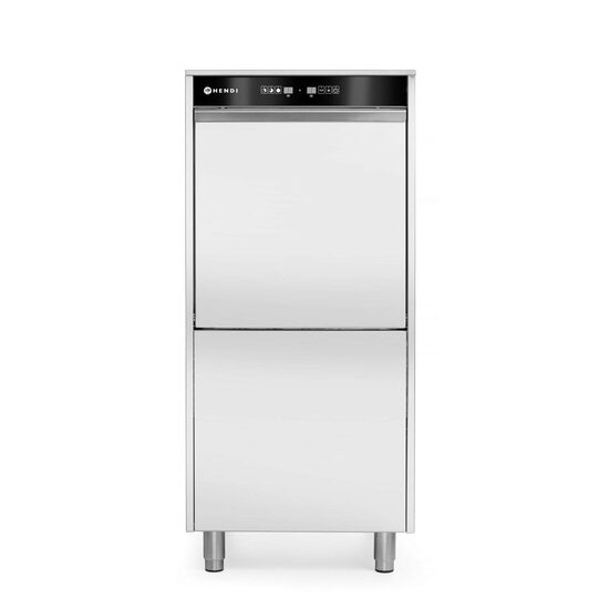 Masina de spalat vase, 50x60, electronica, cu dozator de detergent si pompa de scurgere, 400V, HENDI, 400V/7100W, 595x730x(H)1340mm