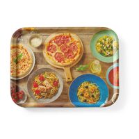 Tava de servire dreptunghiulara suprafata antiderapanta, cu imprimare, HENDI, tasty pizza & pasta, 330x430mm