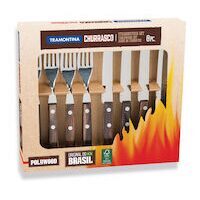 Set de tacamuri cu friptura de Churrasco/pizza, cutie de cadou - 8 bucati, Tramontina, Maro, 8 pcs