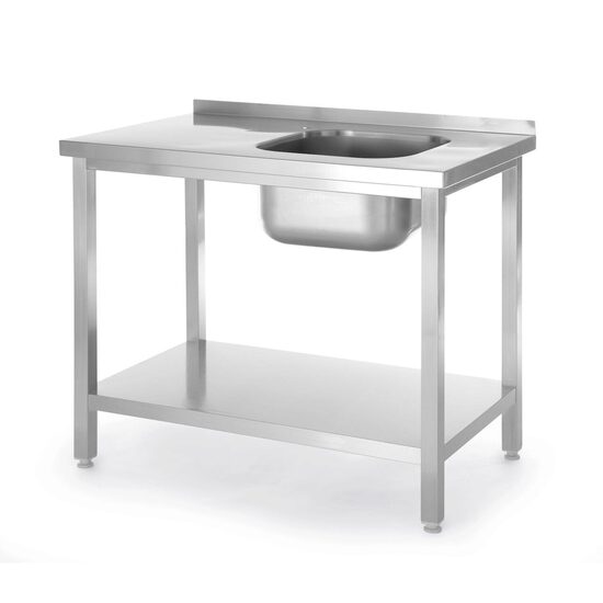 Spalator cu o cuva Budget Line cu chiuveta stanga, dimensiuni 1000 x 600 (H) 850 mm, cu raft, infiletat