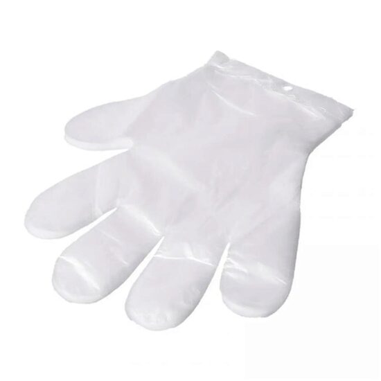 Manusi din folie cu agatatoare- set de 100 buc., versatile, transparente;marime universala