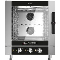 Cuptor profesional Alphatech Icon gaz, capacitate 7 tavi GN 1/1, 7 tavi 600x400 mm, umidificare directa