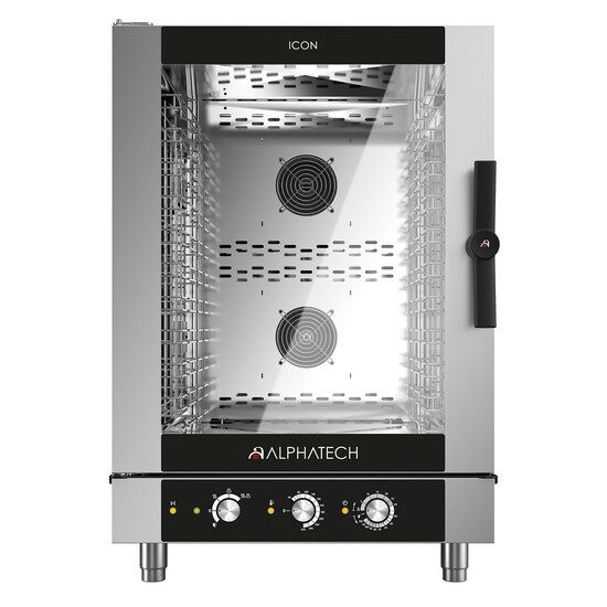 Cuptor profesional Alphatech Icon gaz, capacitate 10 tavi GN 1/1, 10 tavi 600x400 mm, umidificare directa