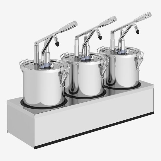 Dispenser sosuri triplu, din inox, 3 x 4.5L, KD-001-3, Kalando
