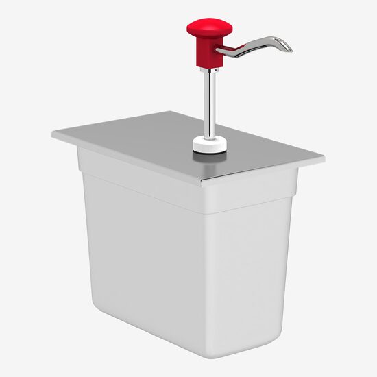 Dispenser sos roșii/ketchup, standard, roșu, din inox 5.25L KD-002-1/4, Kalando