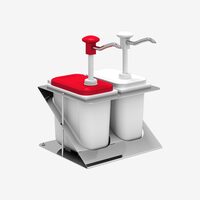 Dispenser sosuri, stand inox, dozator plastic, 2x1.9L, KDP-003 Kalando