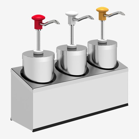 Dispenser sosuri triplu din inox, 3x2.25L KD-004, Kalando