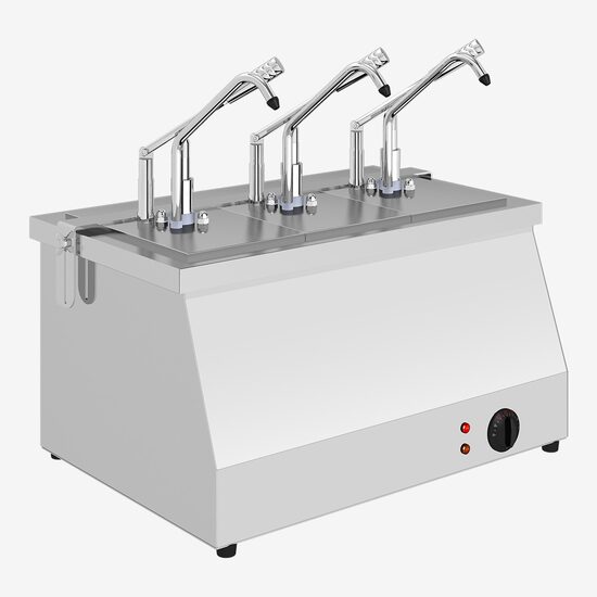 Dozator inox sosuri calde, 3 x 5.25L, Bain-marie GN 1/4, KD-021 Kalando