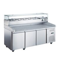 Masă frigorifică preparare pizza, blat granit, răcire ventilată, 3 uși, 580 lt - Prochill