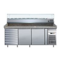 Masă frigorifică preparare pizza, blat granit, răcire ventilată, doua uși și 7 sertare, 580 lt - Prochill