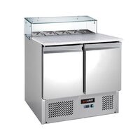 Salatiera refrigerata cu doua usi, blat din granit, vitrina sticla, 240 lt - Prochill
