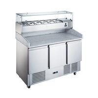 Masă frigorifică preparare pizza, blat granit, răcire statică, 3 uși - Prochill