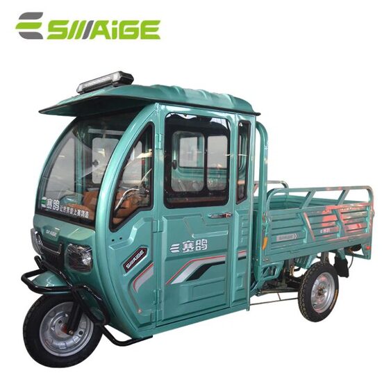 Tricicletă electrică Saige cu o singura cabina, pentru transport marfa