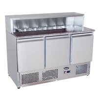 Salatiera refrigerata cu 3 usi si blat marmura, 380 lt - Atosa