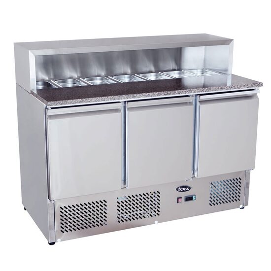 Salatiera refrigerata cu 3 usi si blat marmura, 380 lt - Atosa
