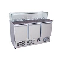 Salatiera refrigerata cu 3 usi si blat marmura, 380 lt - Atosa