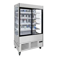 Vitrina frigorifica cu rafturi multiple din oțel inoxidabil, cu lățimea de 1000 mm și uși glisante cu închidere automată - Atosa