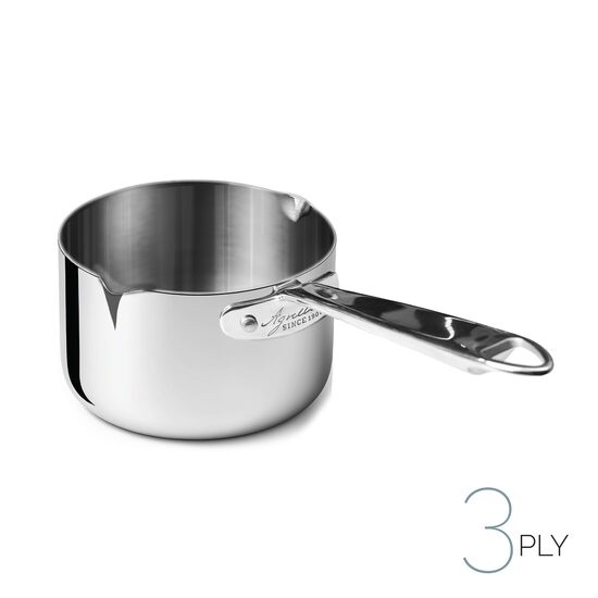 Cratita Alu-inox 3-Ply cu mâner din inox si și două guri de scurgere