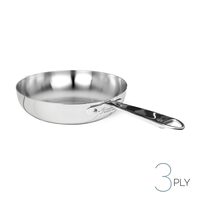 Tigaie înaltă cu margini evazate Aluinox lustruit cu 3 straturi si mâner din oțel inoxidabil