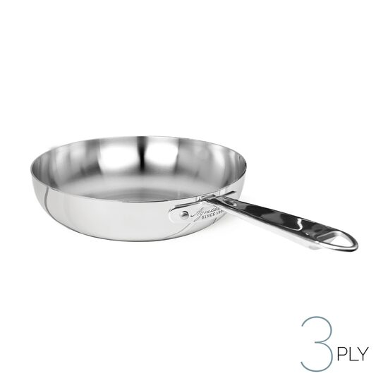 Tigaie înaltă cu margini evazate Aluinox lustruit cu 3 straturi si mâner din oțel inoxidabil